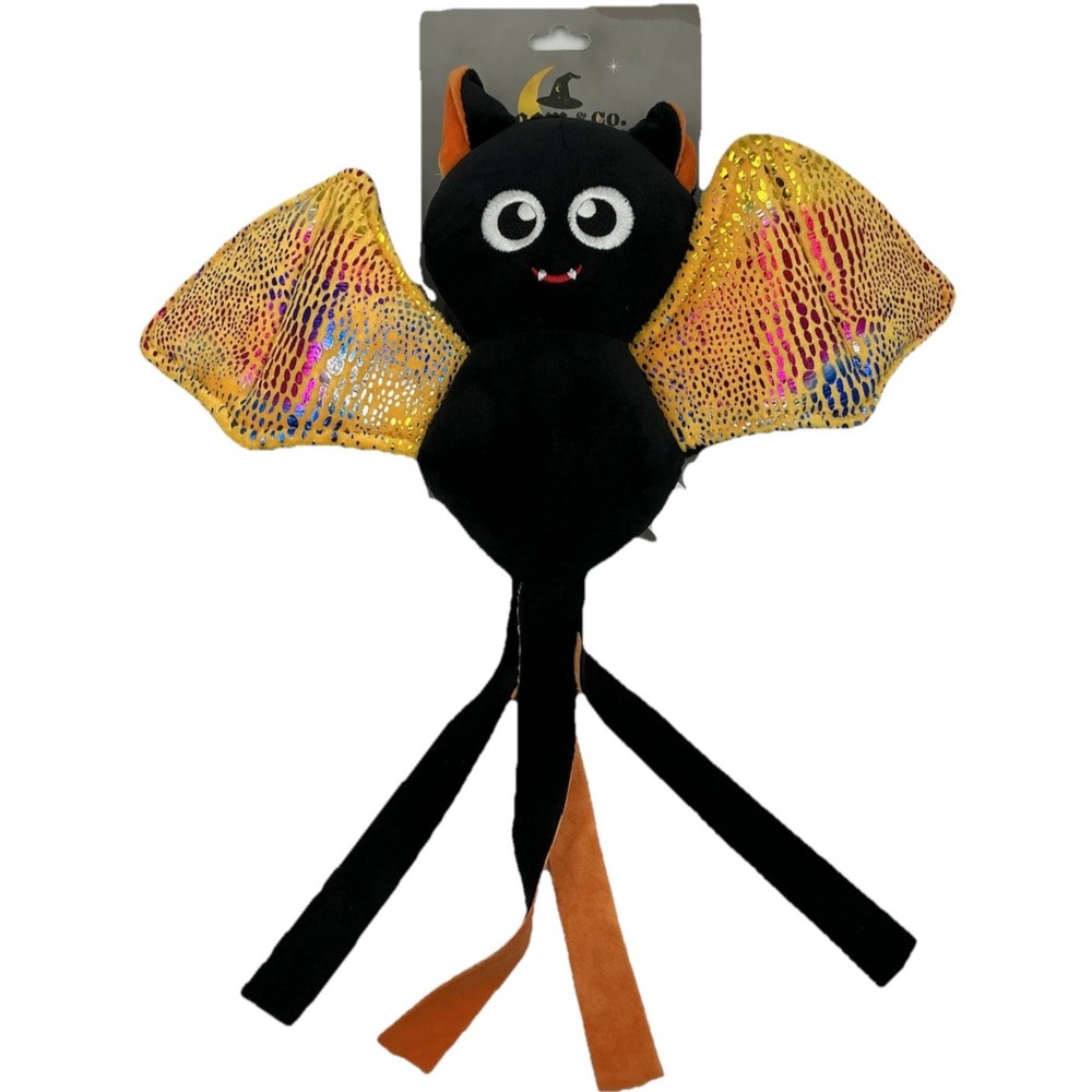 Broom & Co Vampire Bat Dog Toy Squeaker Crinkle Tug Plush Halloween Goth New